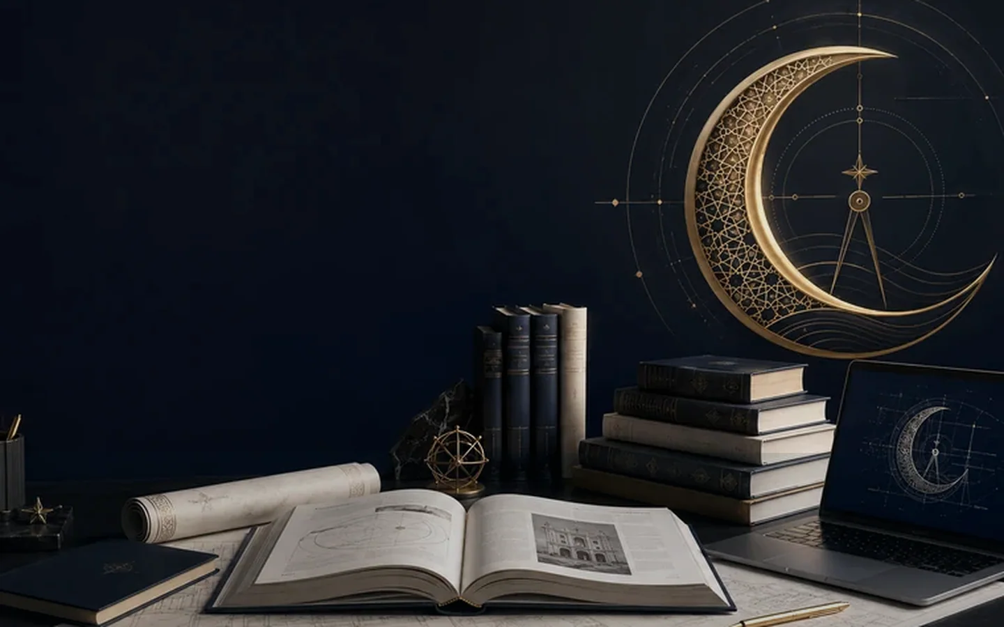 کتاب، نقشه و لپ‌تاپ روی میز برای معرفی گزارش کارشناسی
